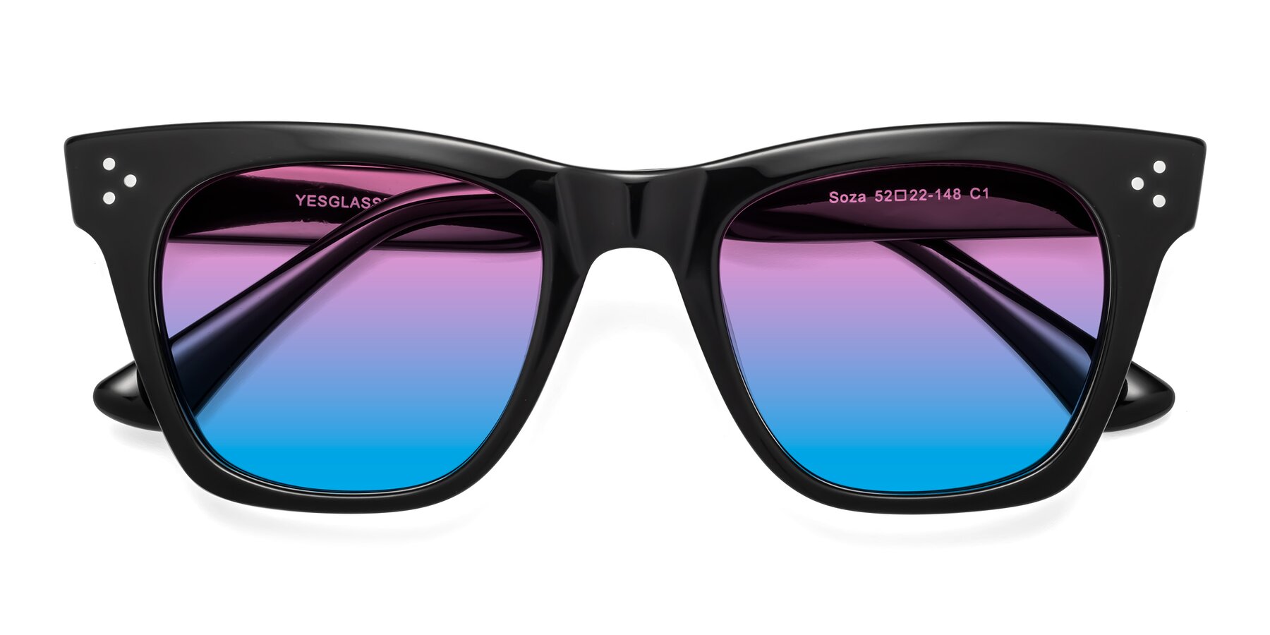 Folded Front of Soza in Black with Pink / Blue Gradient Lenses