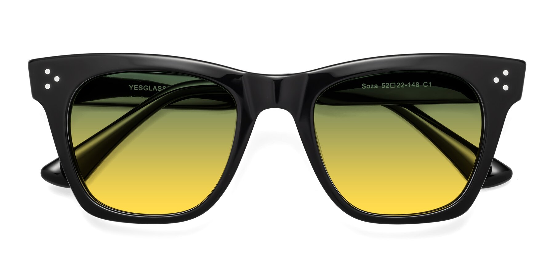 Folded Front of Soza in Black with Green / Yellow Gradient Lenses