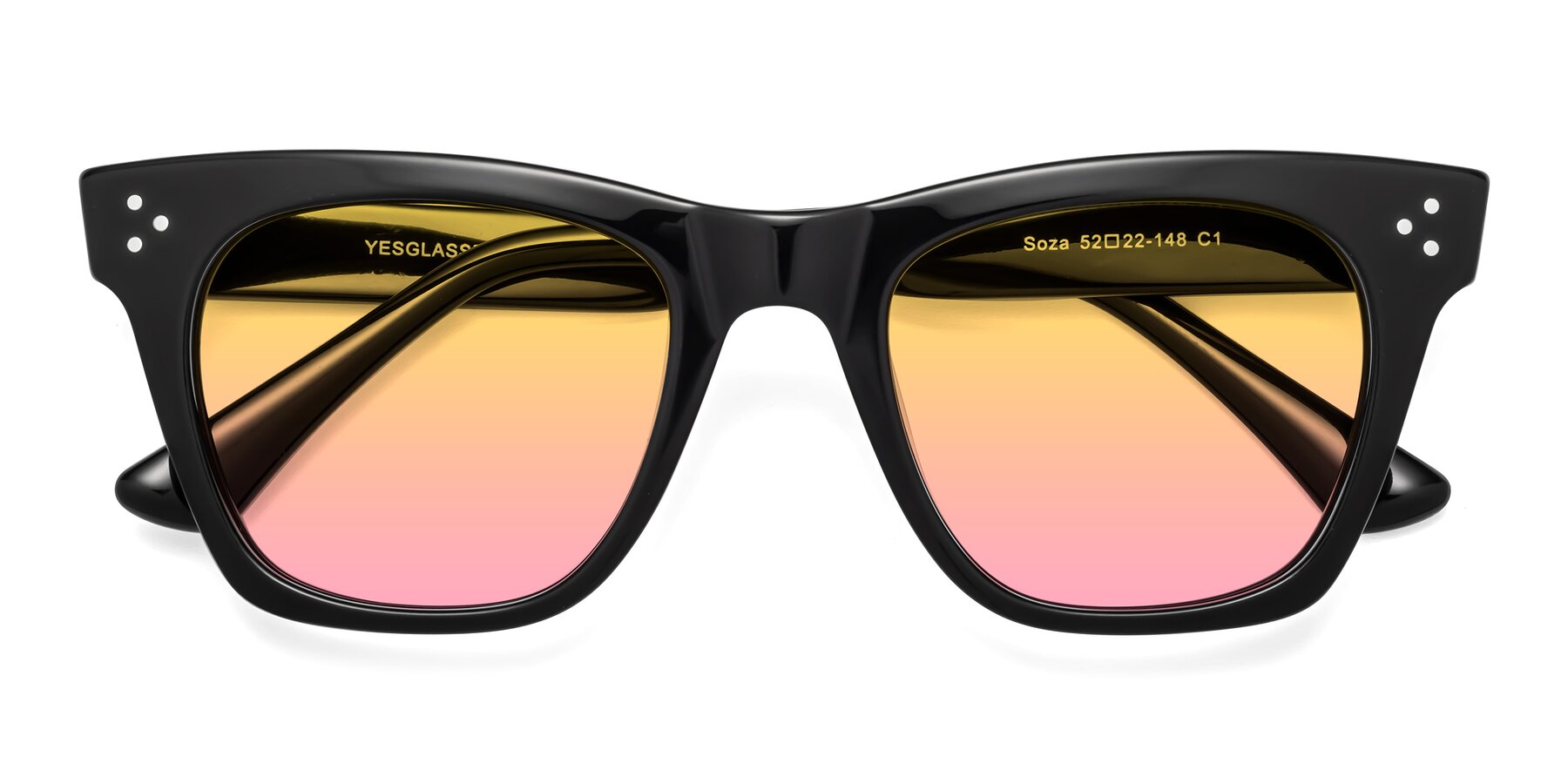 Folded Front of Soza in Black with Yellow / Pink Gradient Lenses