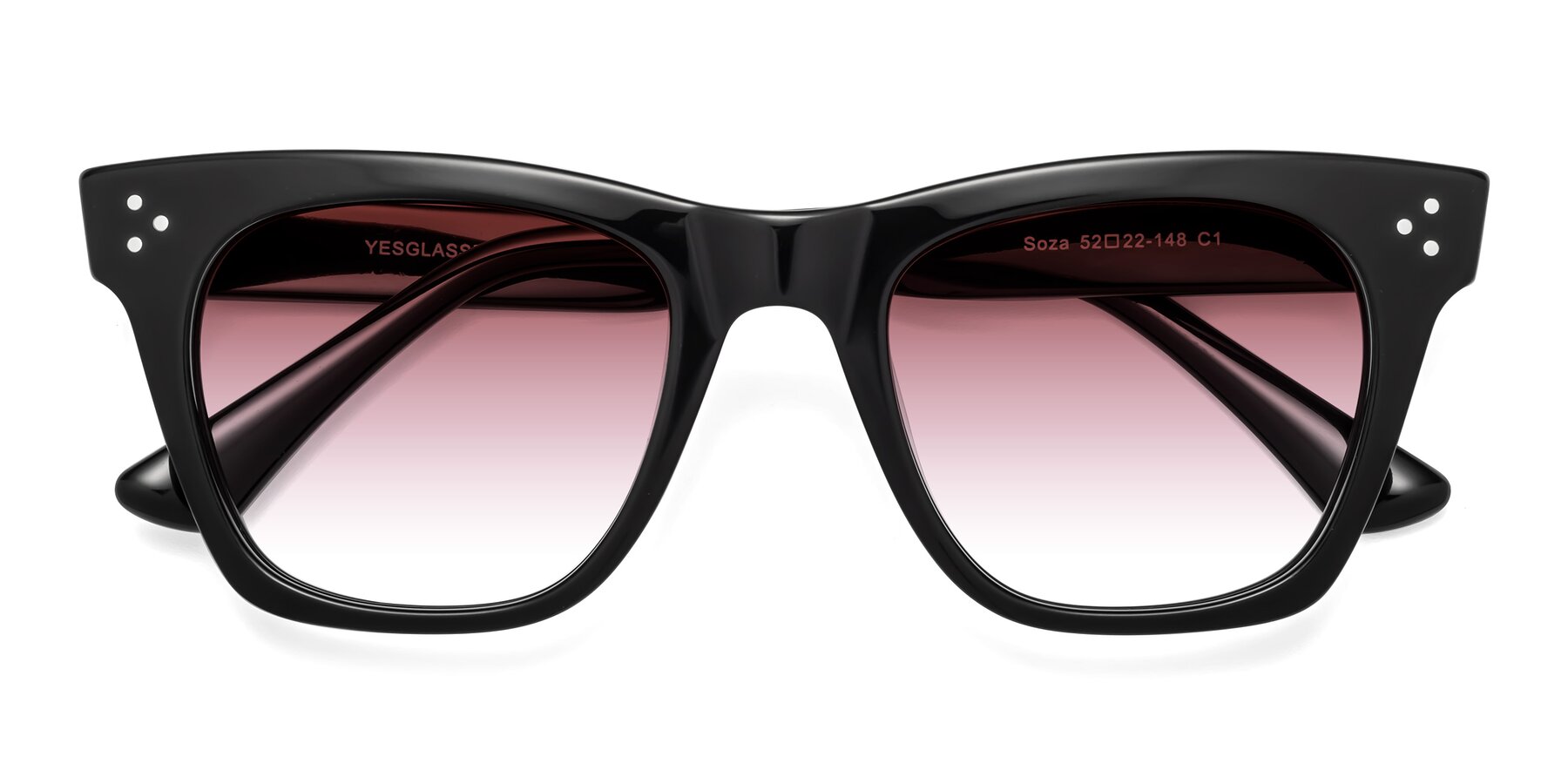 Folded Front of Soza in Black with Garnet Gradient Lenses