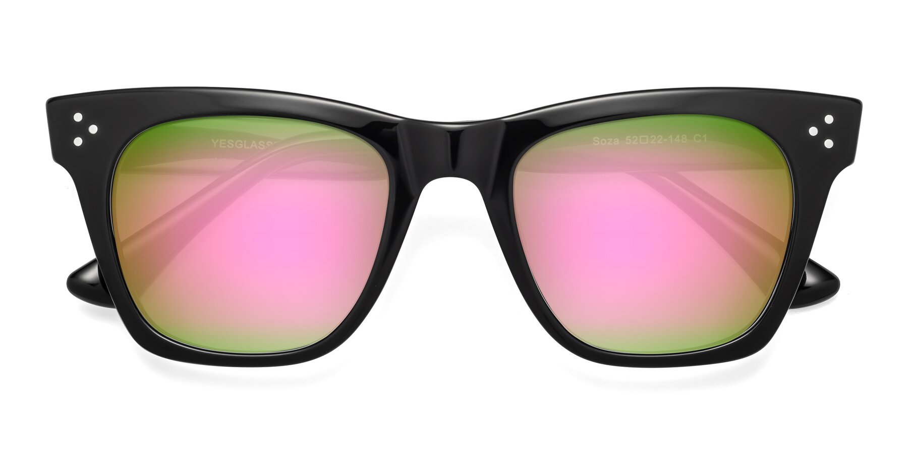 Folded Front of Soza in Black with Pink Mirrored Lenses