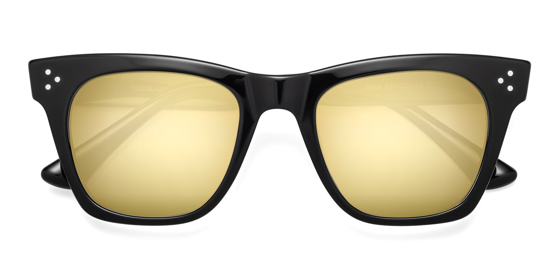 Folded Front of Soza in Black with Gold Mirrored Lenses