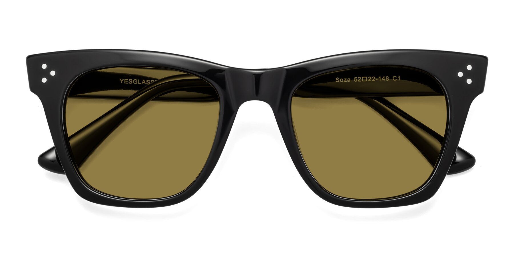 Folded Front of Soza in Black with Brown Polarized Lenses