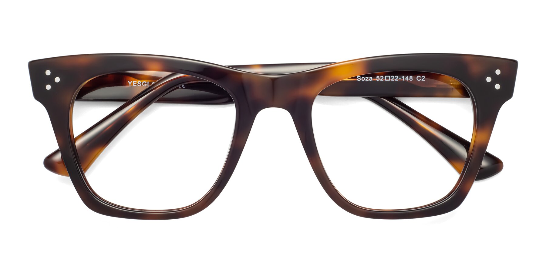 Folded Front of Soza in Tortoise with Clear Blue Light Blocking Lenses