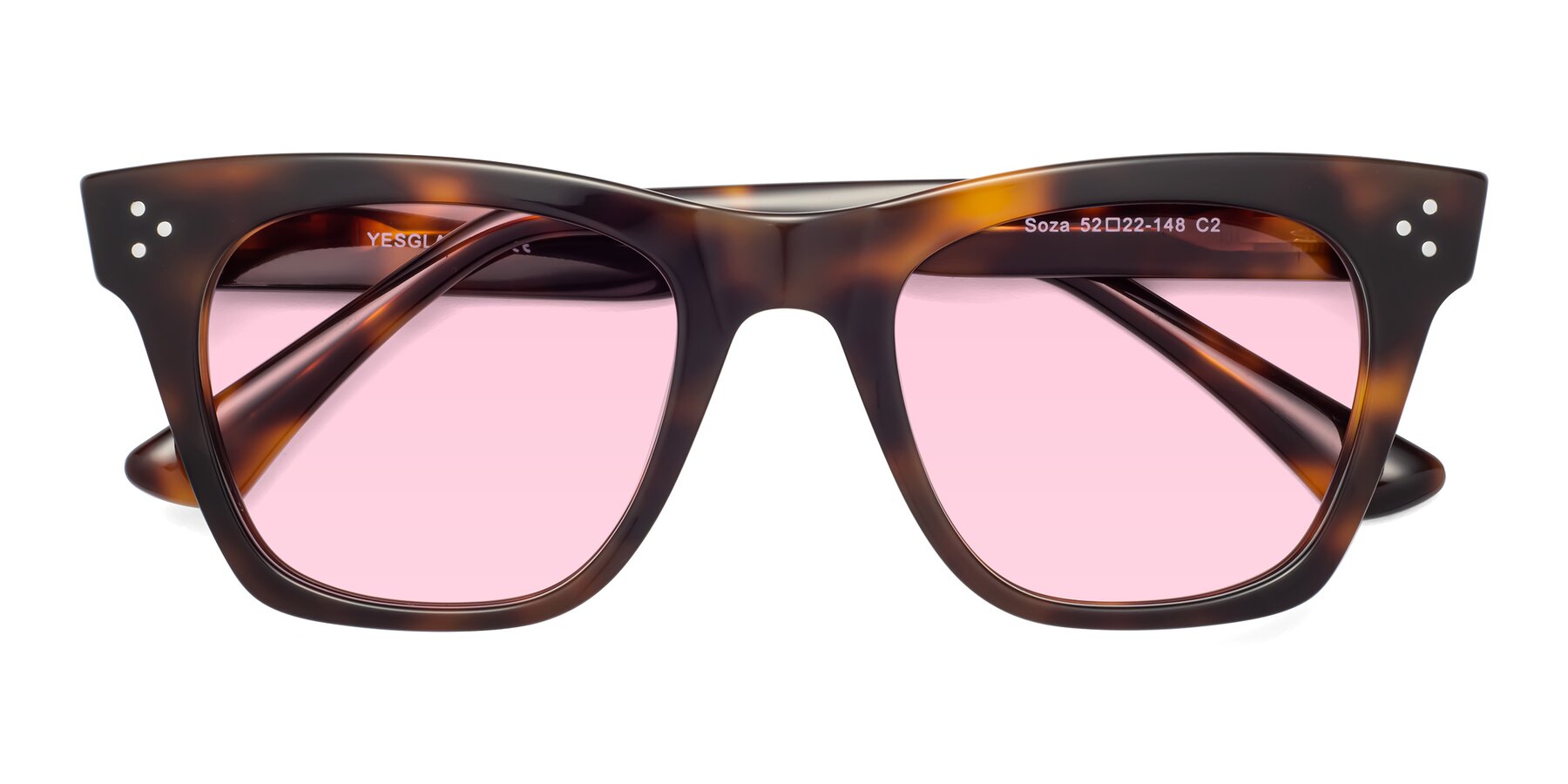 Folded Front of Soza in Tortoise with Light Pink Tinted Lenses