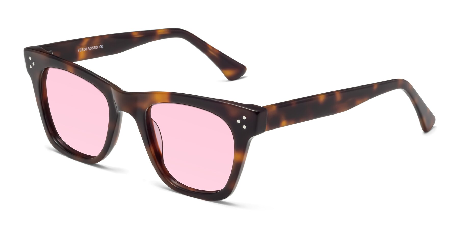 Angle of Soza in Tortoise with Light Pink Tinted Lenses