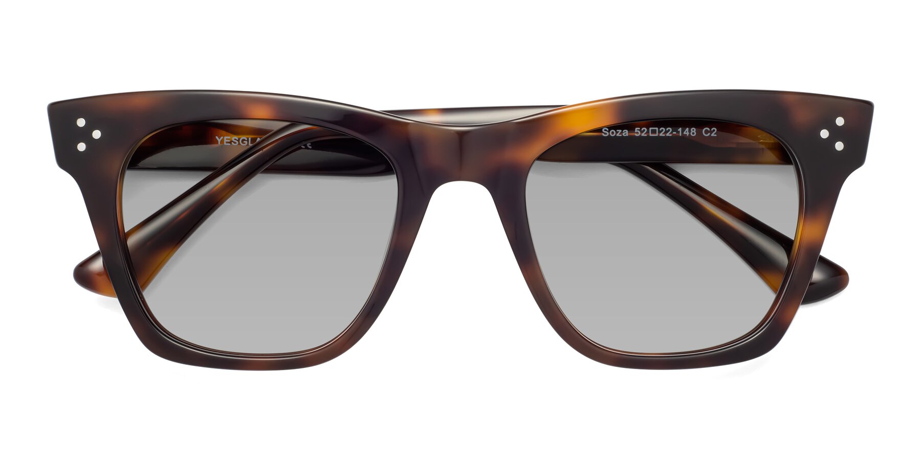 Folded Front of Soza in Tortoise with Light Gray Tinted Lenses