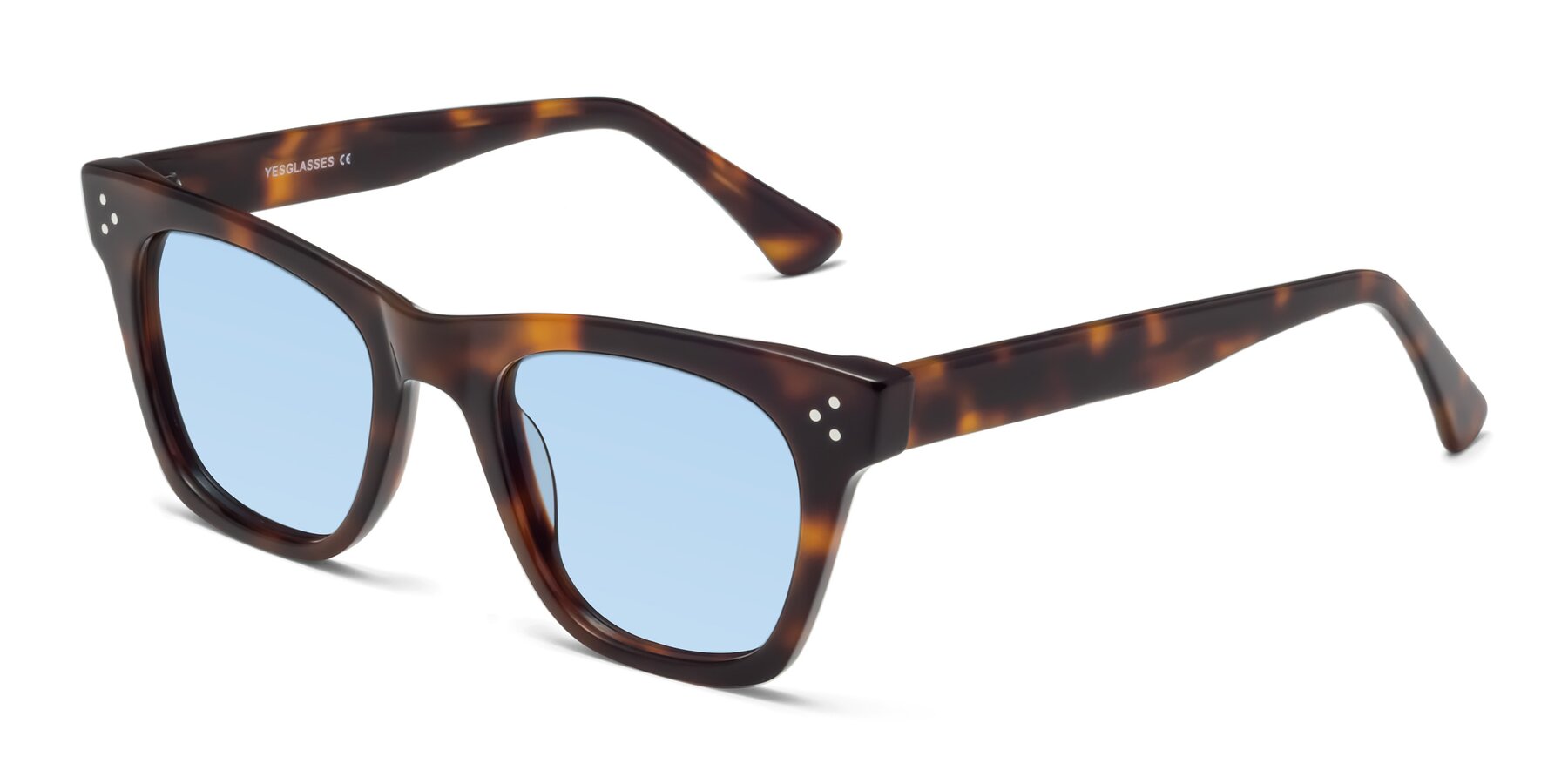 Angle of Soza in Tortoise with Light Blue Tinted Lenses