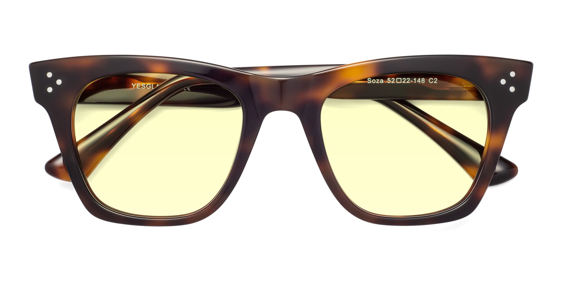 Folded Front of Soza in Tortoise with Light Yellow Tinted Lenses