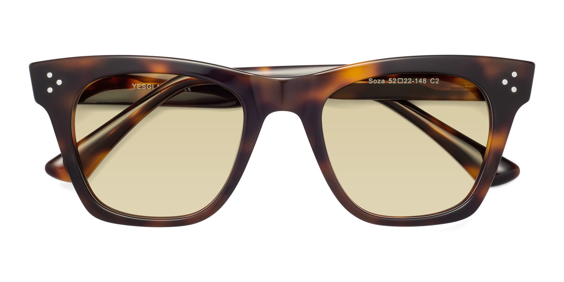 Folded Front of Soza in Tortoise with Light Champagne Tinted Lenses