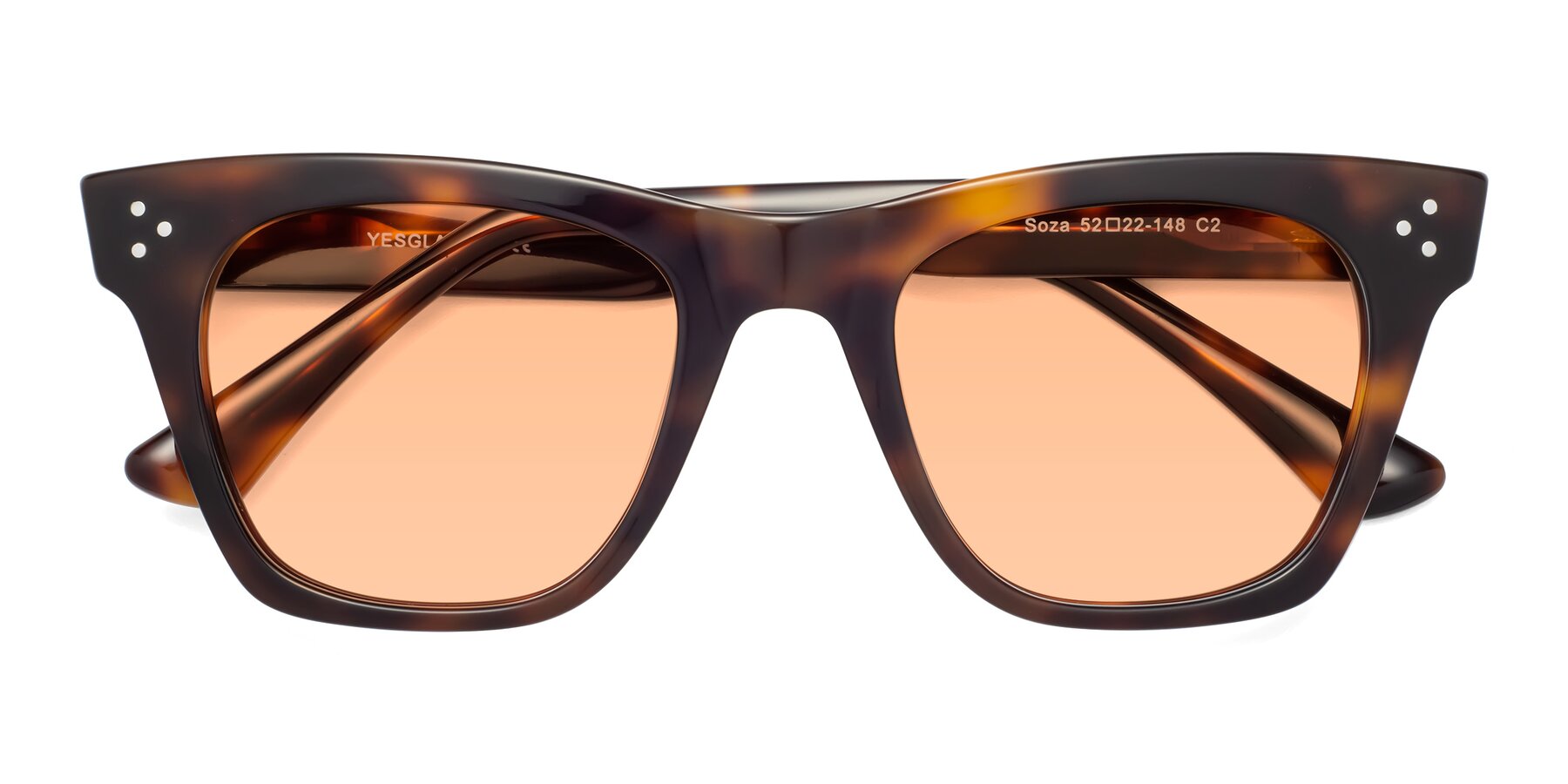 Folded Front of Soza in Tortoise with Light Orange Tinted Lenses
