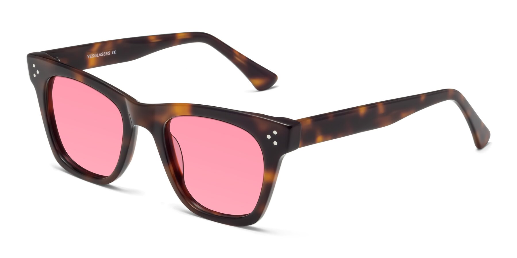 Angle of Soza in Tortoise with Pink Tinted Lenses