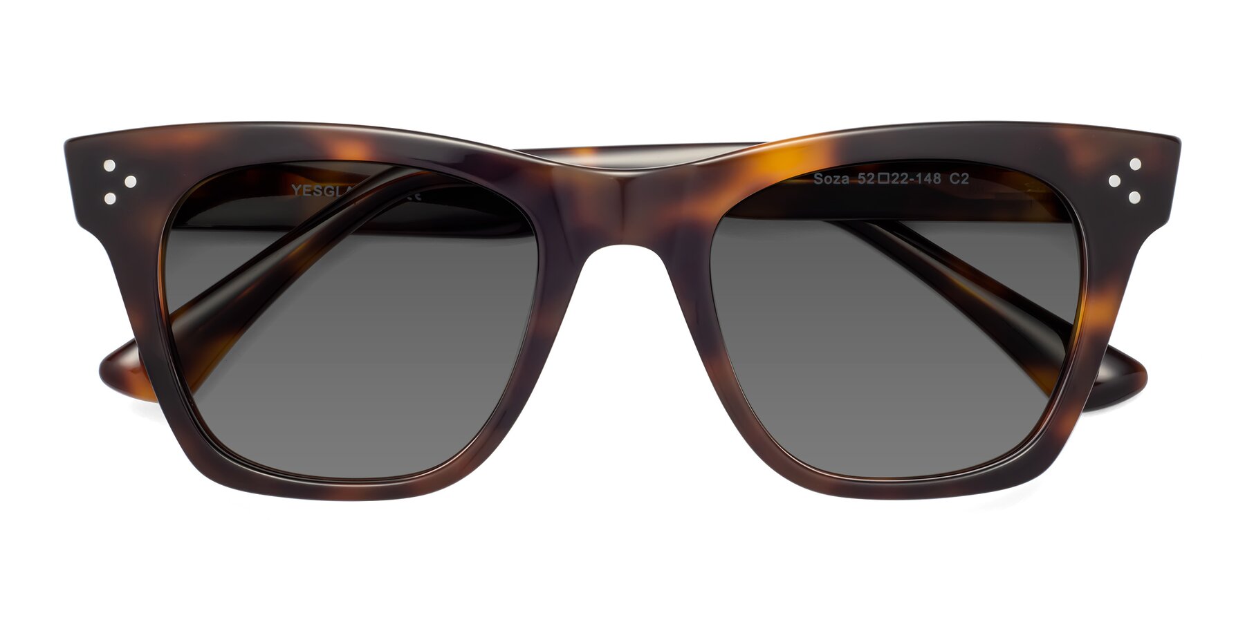 Folded Front of Soza in Tortoise with Medium Gray Tinted Lenses