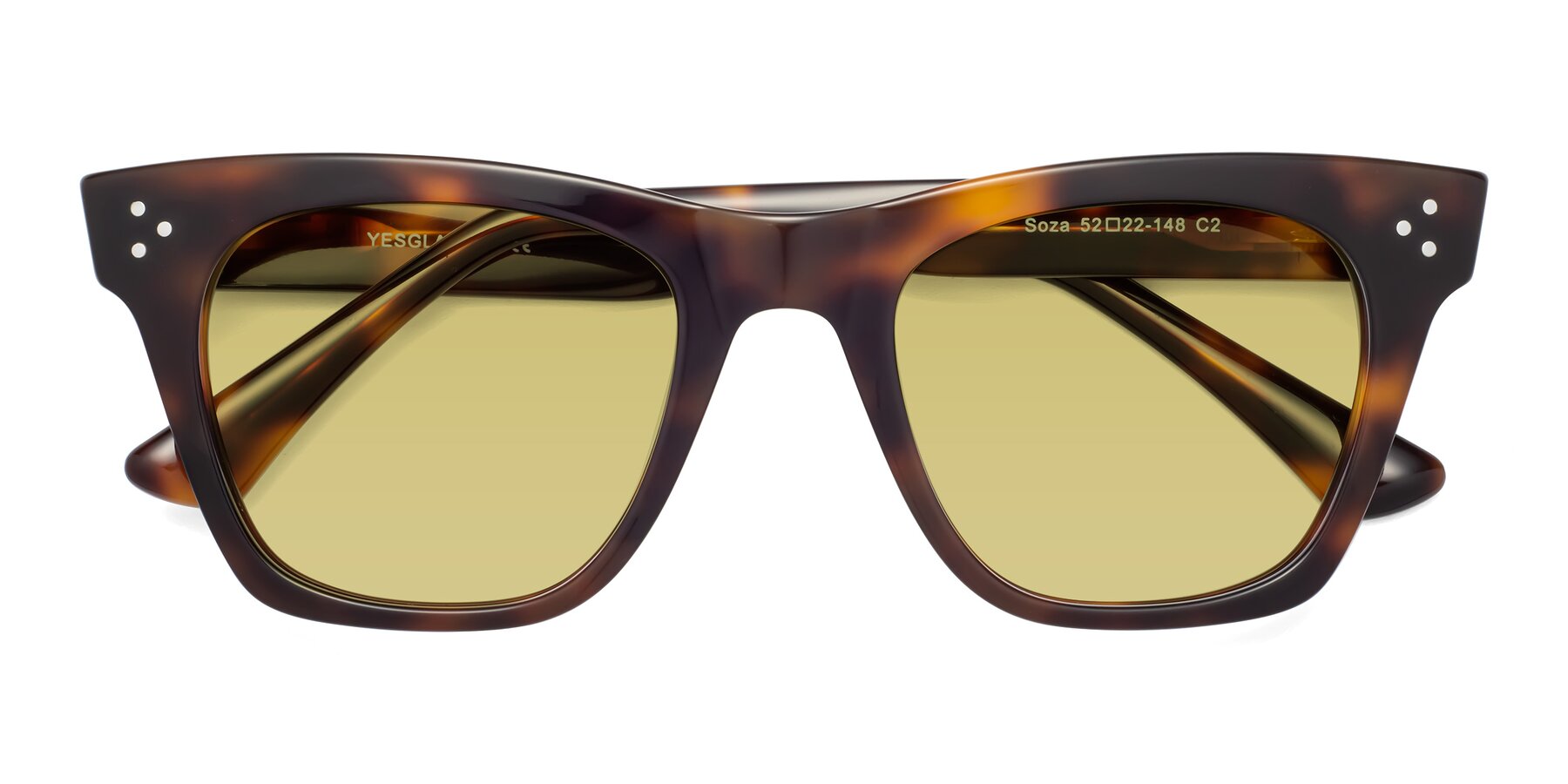 Folded Front of Soza in Tortoise with Medium Champagne Tinted Lenses