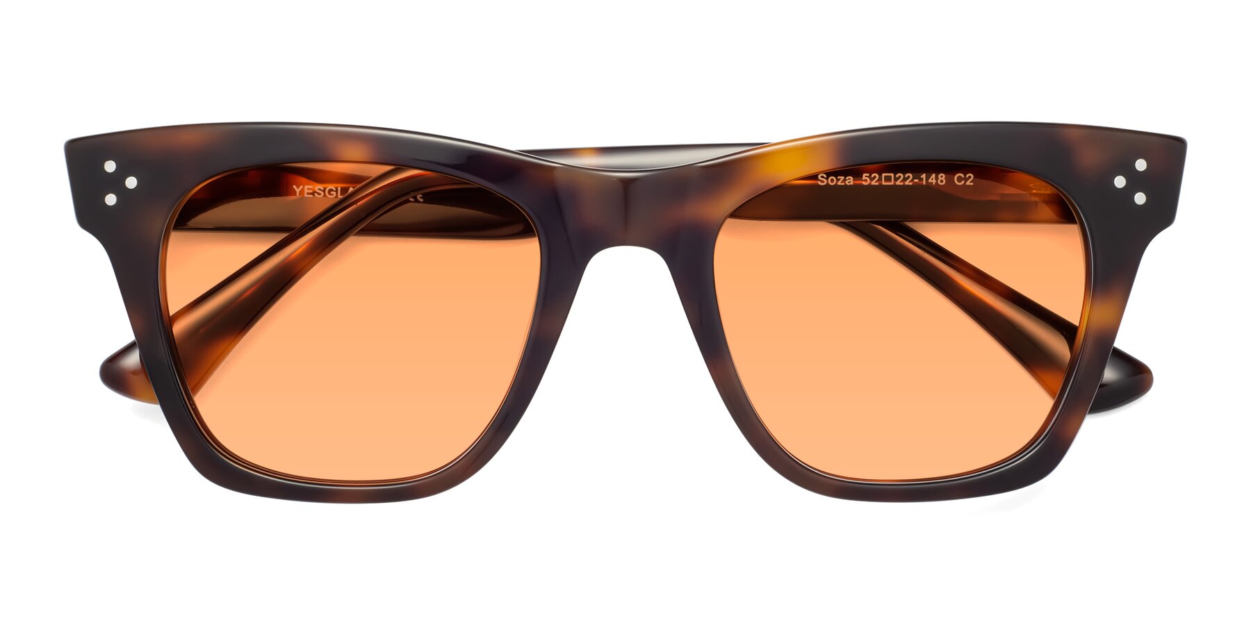 Folded Front of Soza in Tortoise with Medium Orange Tinted Lenses