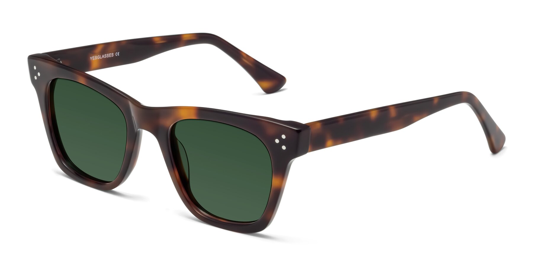 Angle of Soza in Tortoise with Green Tinted Lenses