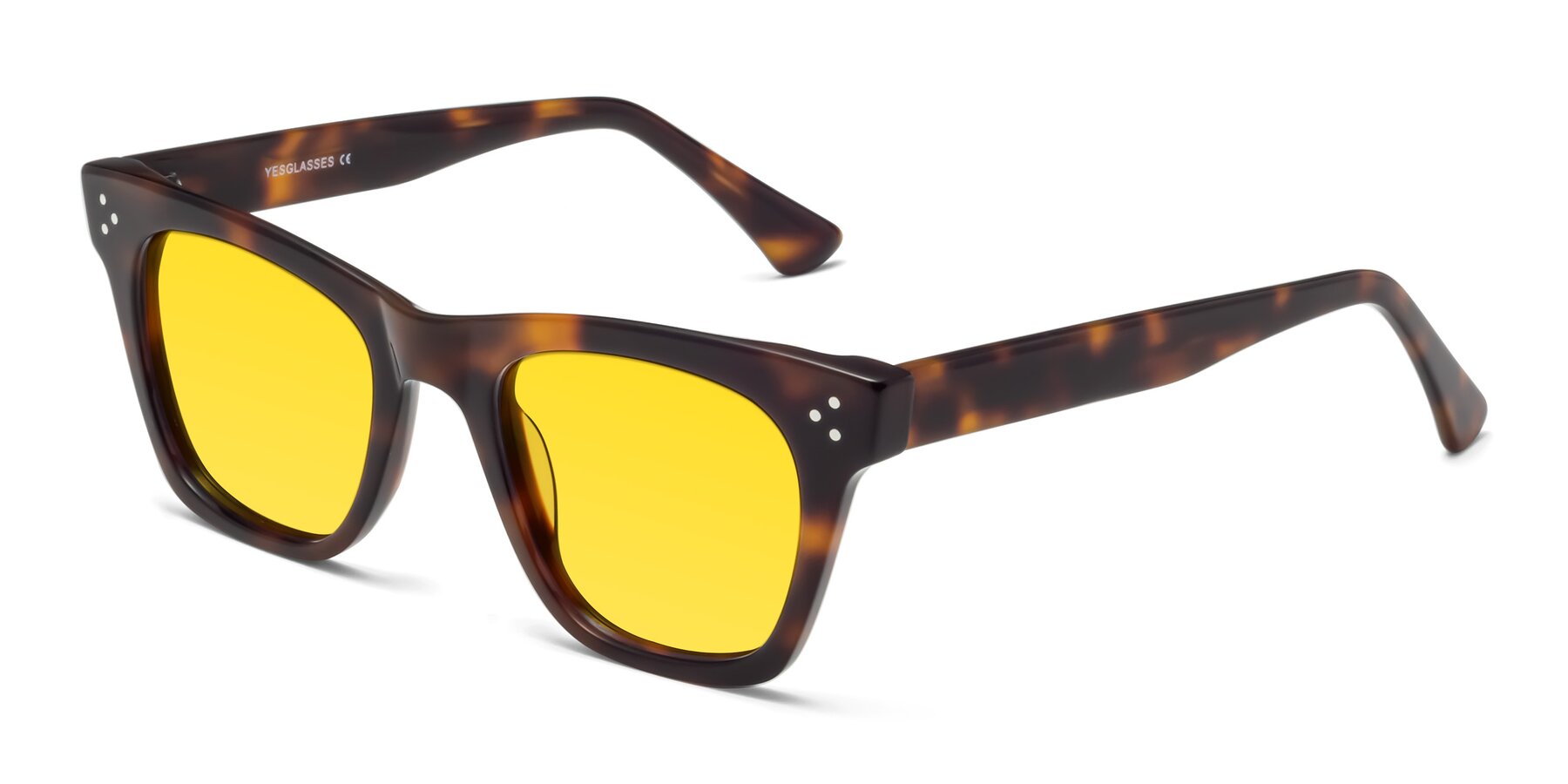 Angle of Soza in Tortoise with Yellow Tinted Lenses
