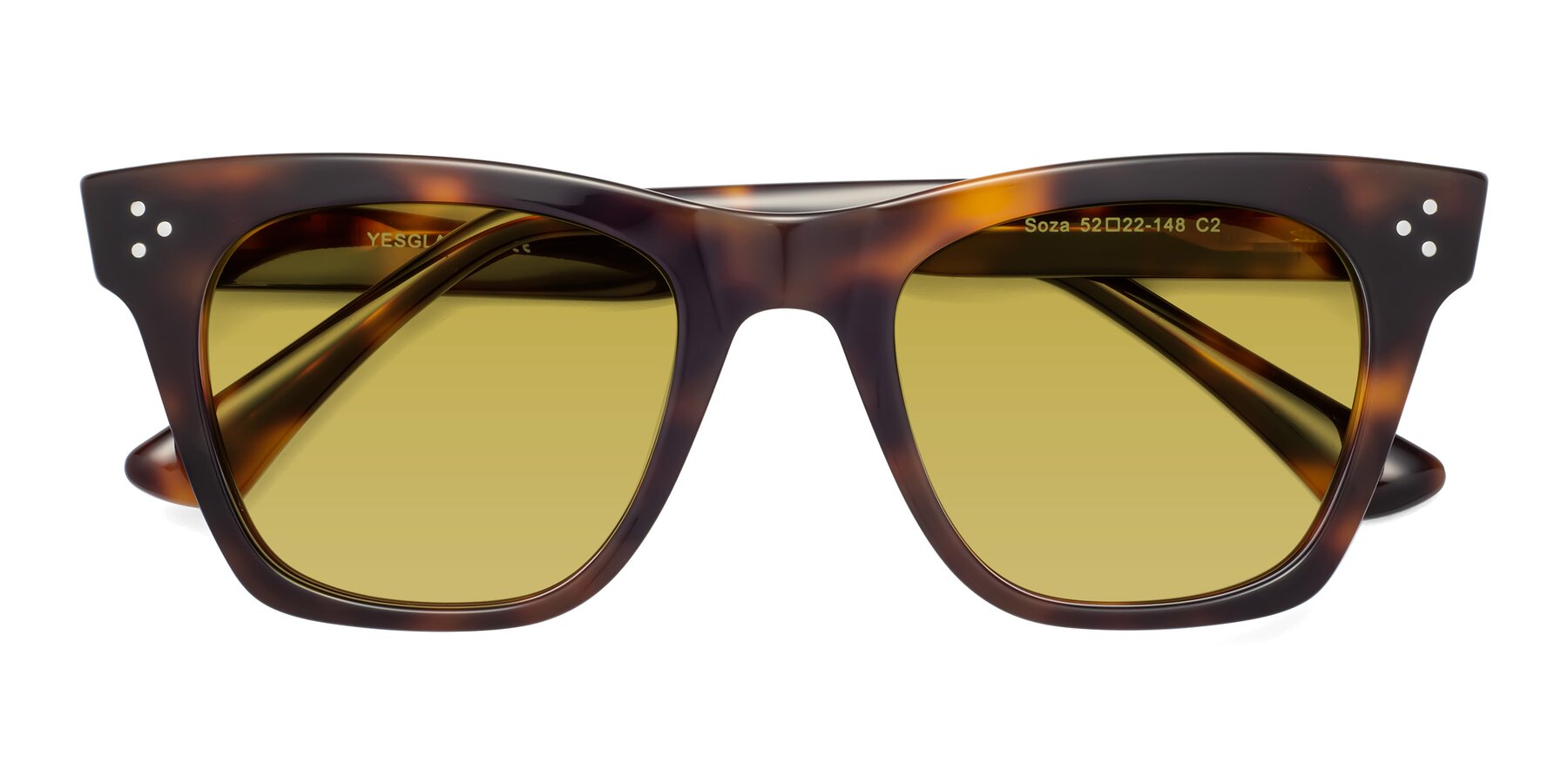 Folded Front of Soza in Tortoise with Champagne Tinted Lenses