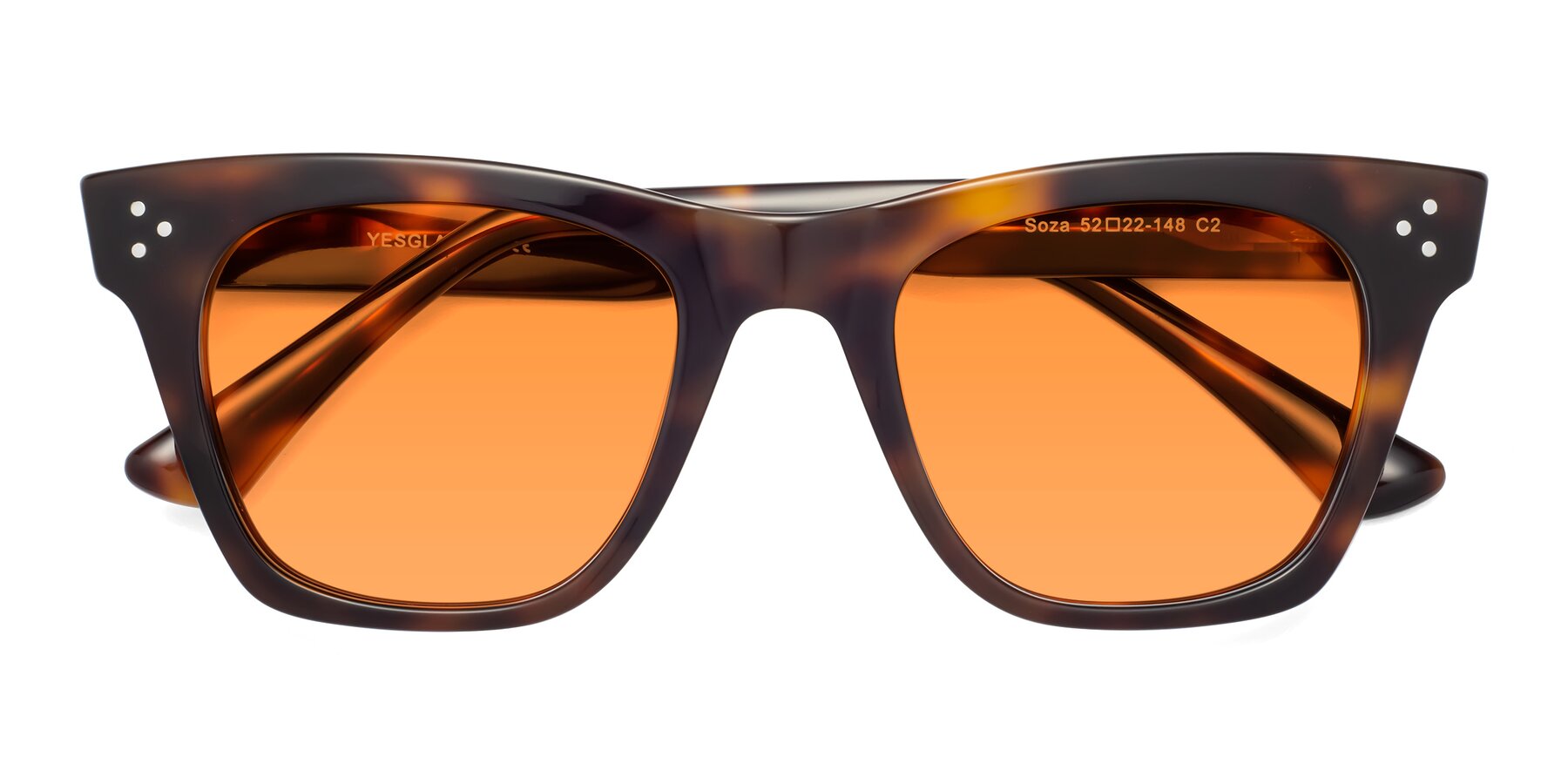 Folded Front of Soza in Tortoise with Orange Tinted Lenses