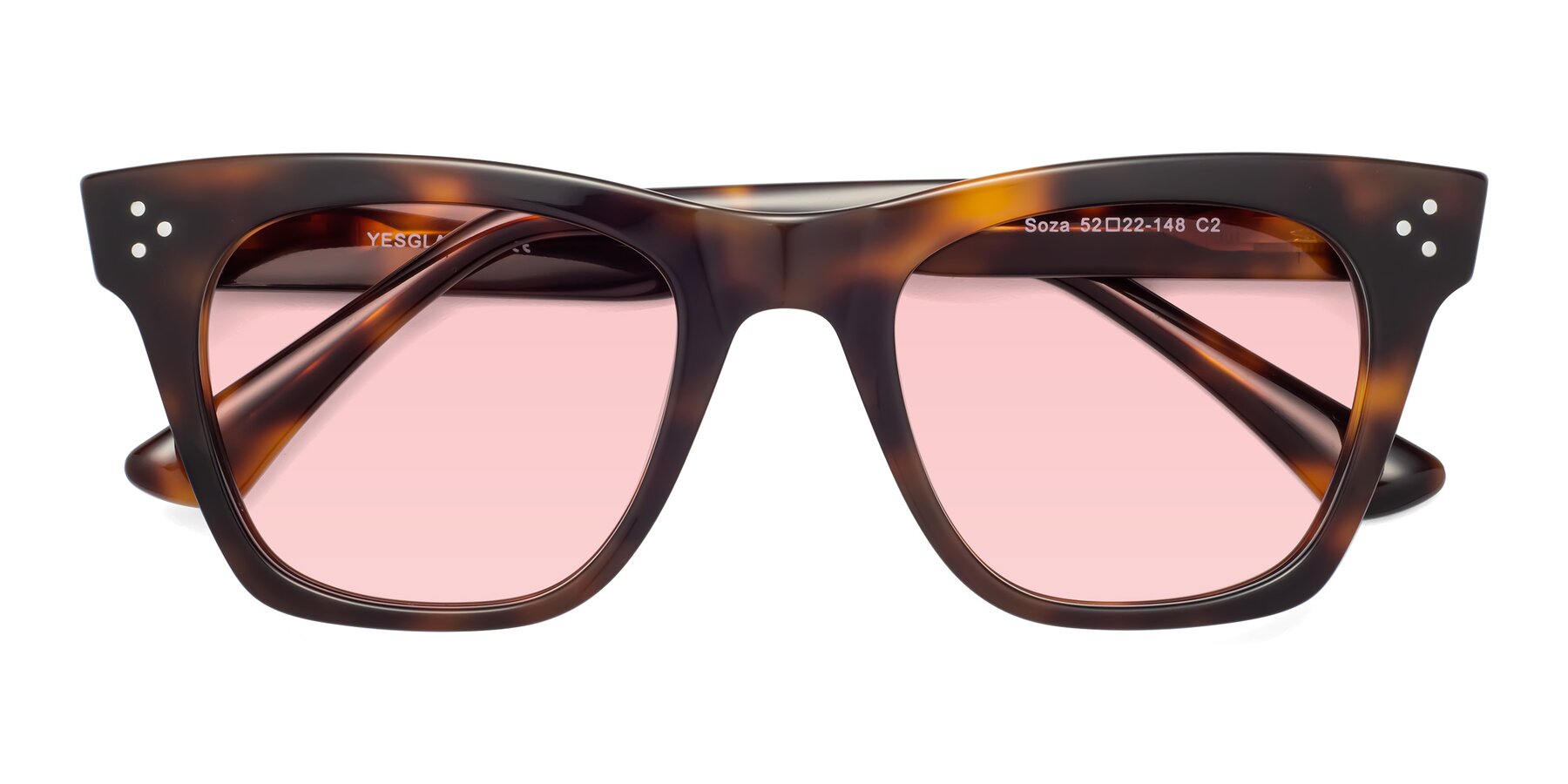 Folded Front of Soza in Tortoise with Light Garnet Tinted Lenses