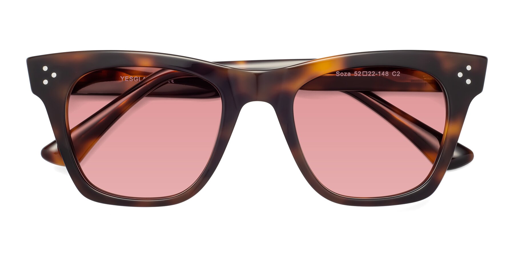 Folded Front of Soza in Tortoise with Medium Garnet Tinted Lenses