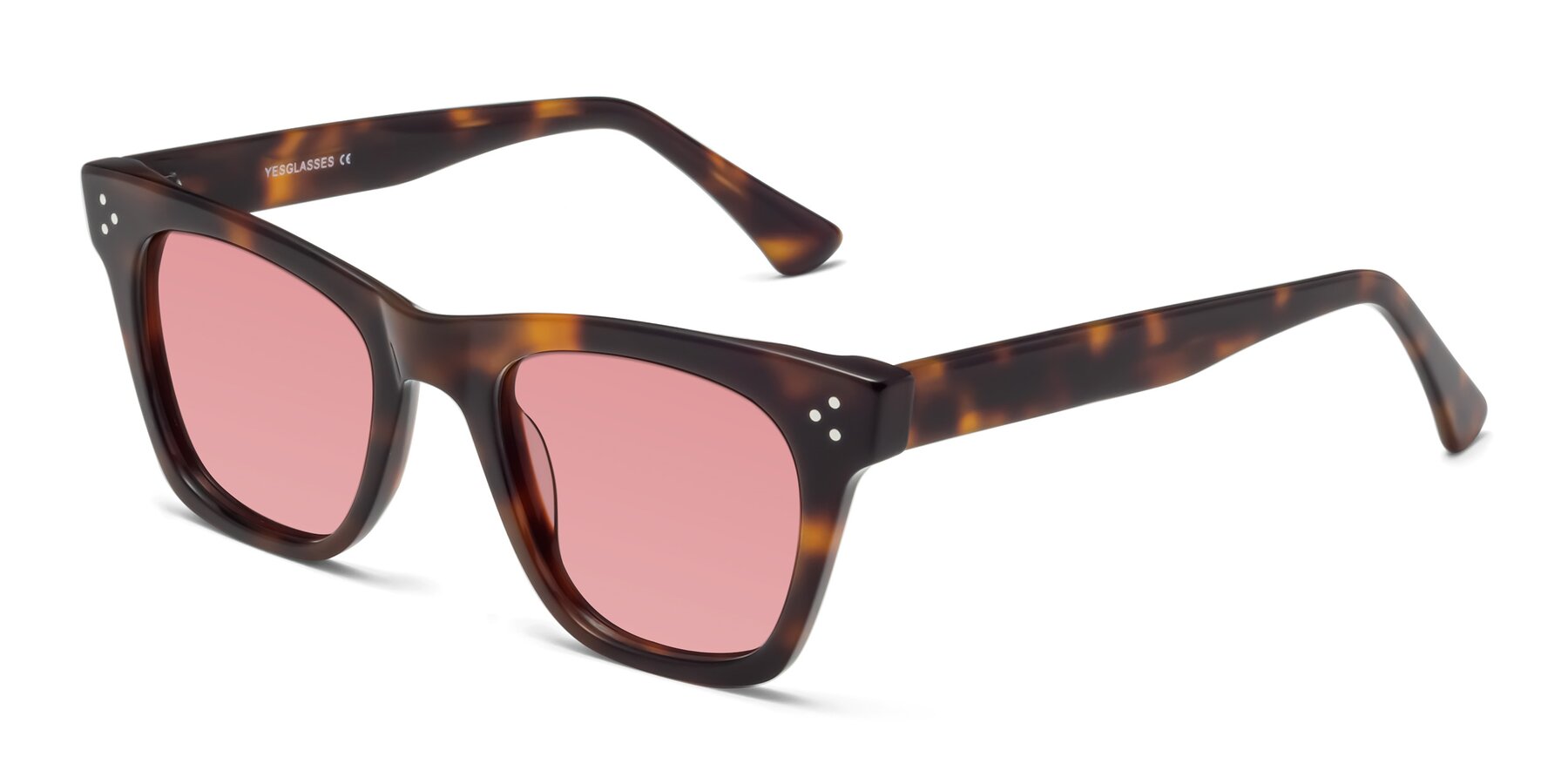 Angle of Soza in Tortoise with Medium Garnet Tinted Lenses