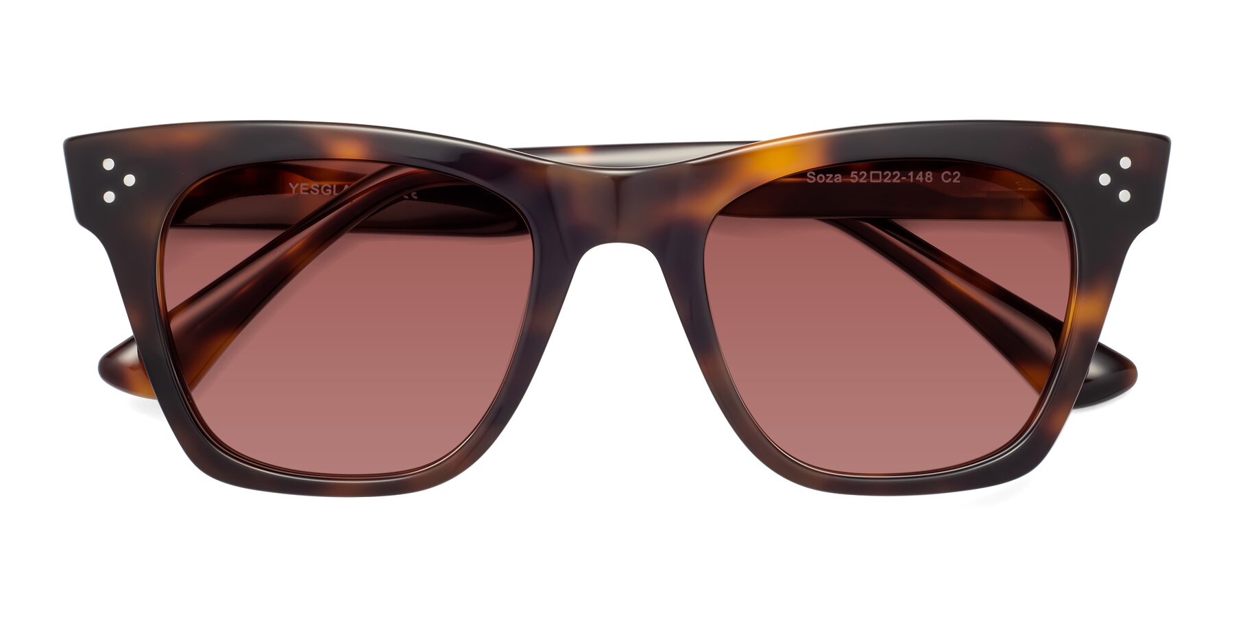 Folded Front of Soza in Tortoise with Garnet Tinted Lenses