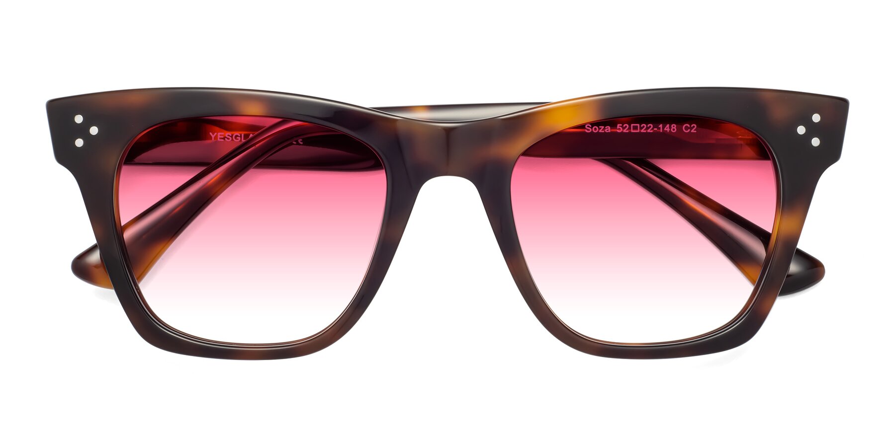 Folded Front of Soza in Tortoise with Pink Gradient Lenses
