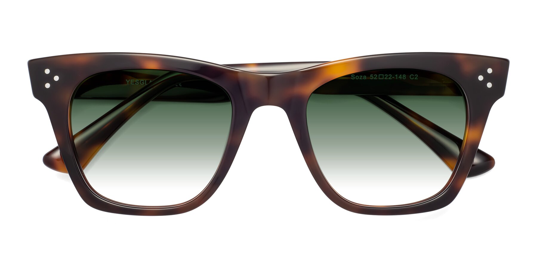 Folded Front of Soza in Tortoise with Green Gradient Lenses
