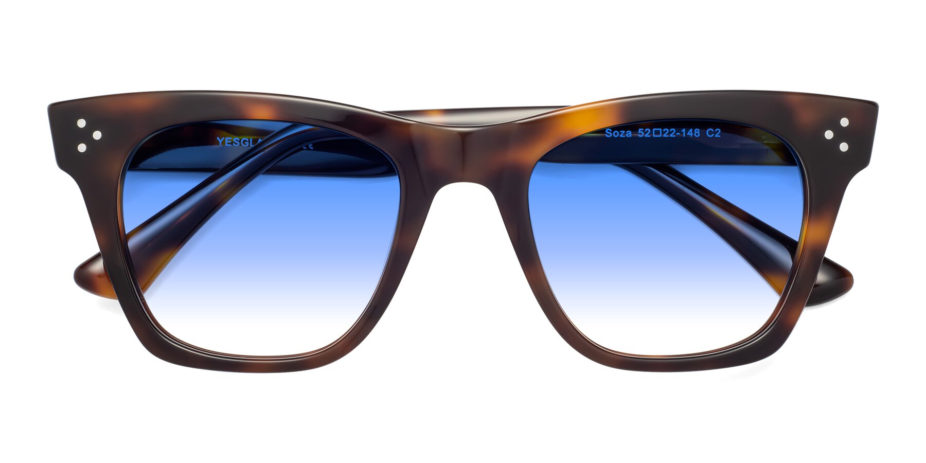 Folded Front of Soza in Tortoise with Blue Gradient Lenses