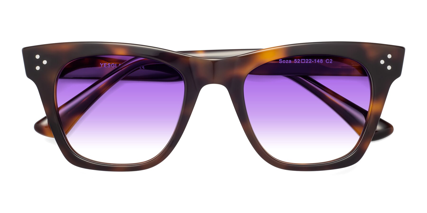 Folded Front of Soza in Tortoise with Purple Gradient Lenses