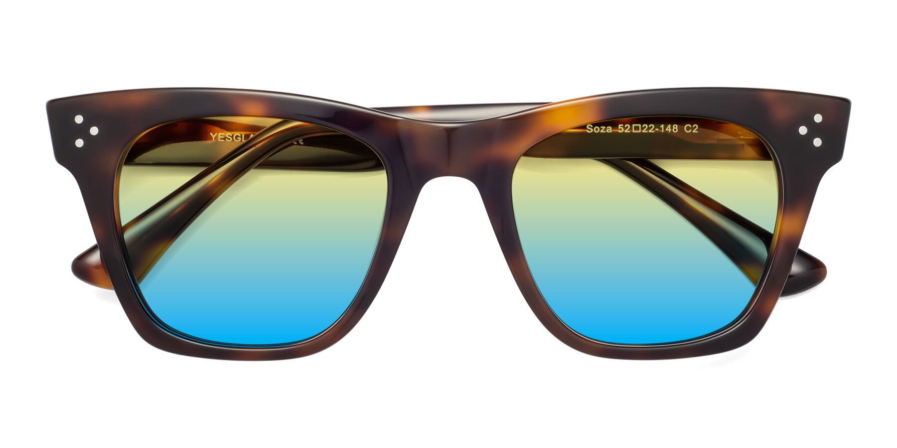 Folded Front of Soza in Tortoise with Yellow / Blue Gradient Lenses