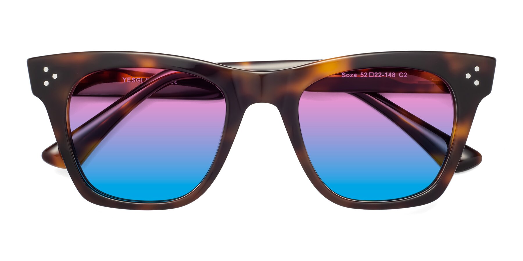 Folded Front of Soza in Tortoise with Pink / Blue Gradient Lenses