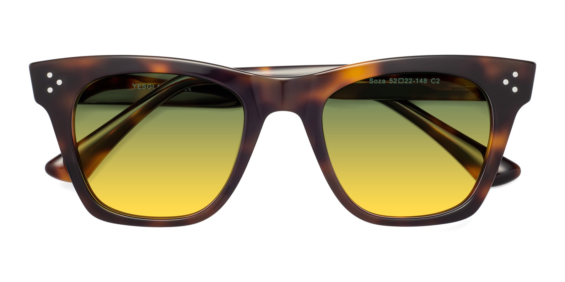 Folded Front of Soza in Tortoise with Green / Yellow Gradient Lenses