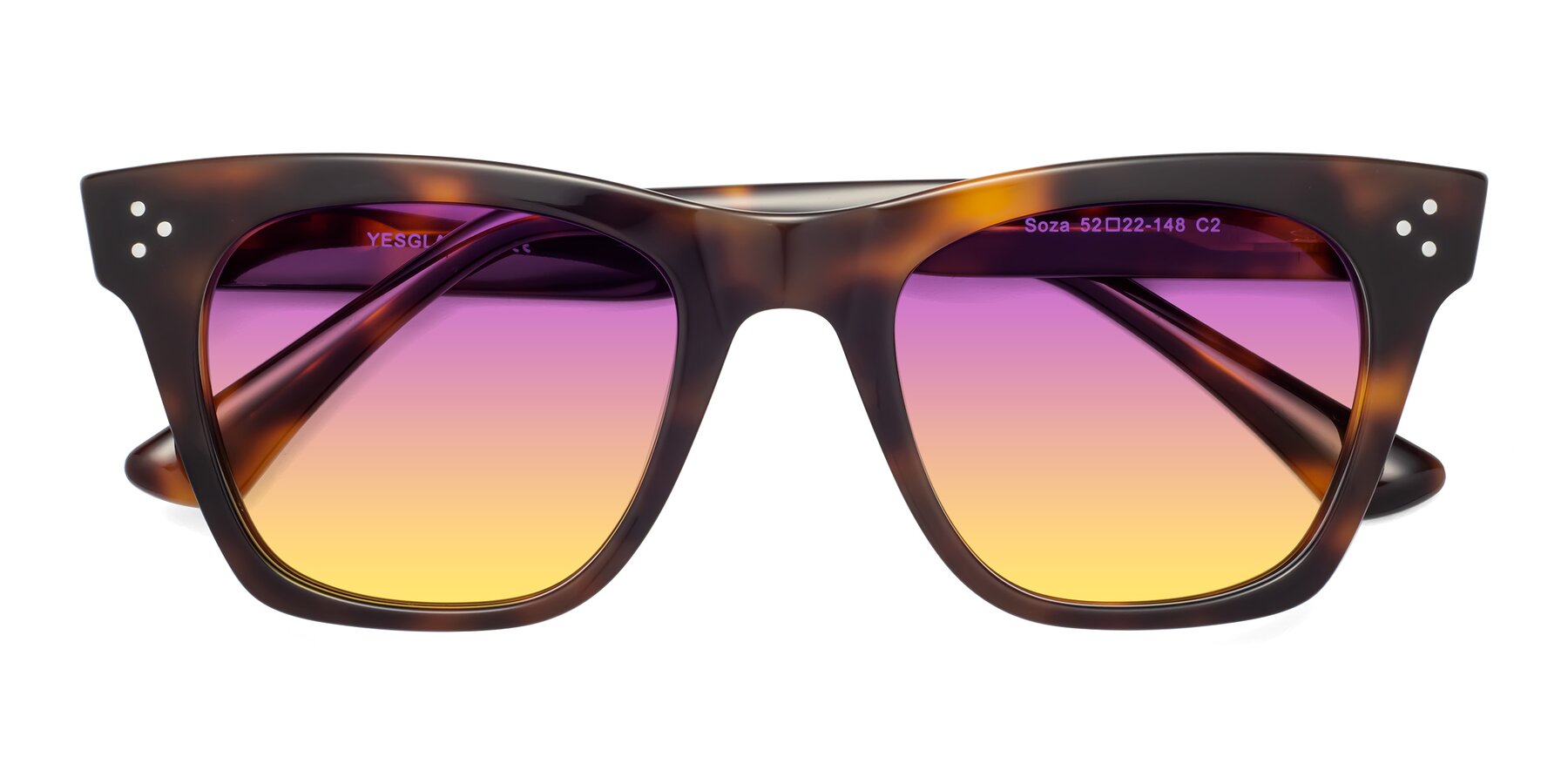 Folded Front of Soza in Tortoise with Purple / Yellow Gradient Lenses