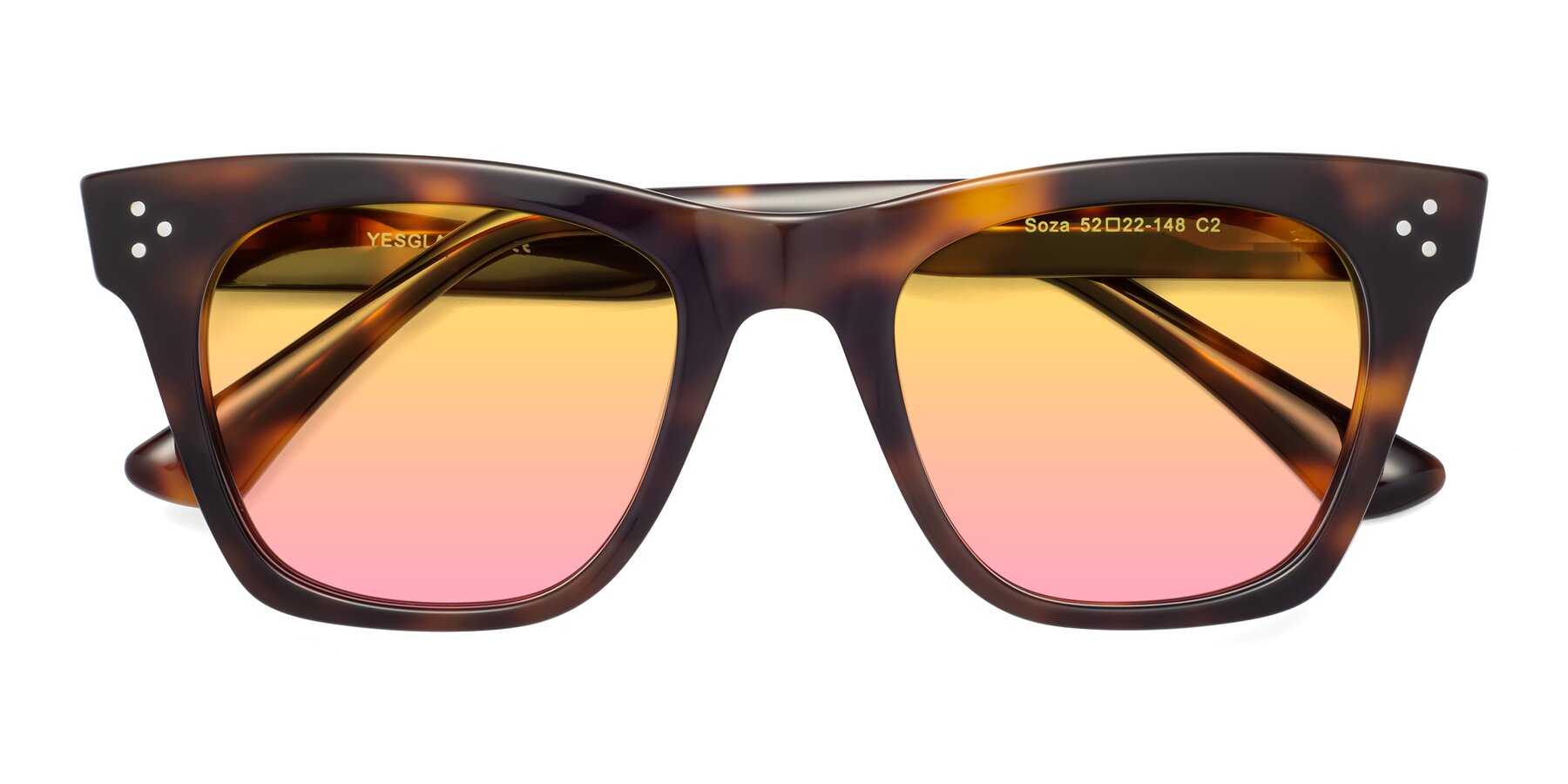 Folded Front of Soza in Tortoise with Yellow / Pink Gradient Lenses