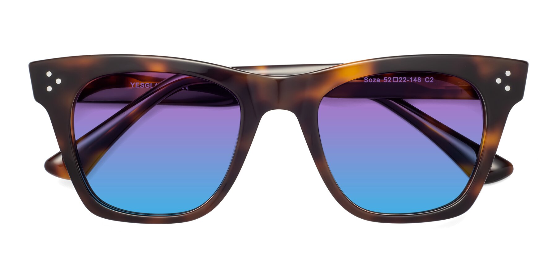 Folded Front of Soza in Tortoise with Purple / Blue Gradient Lenses