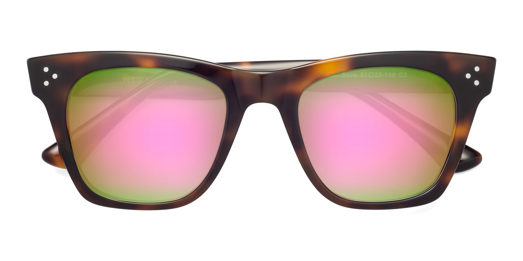 Folded Front of Soza in Tortoise with Pink Mirrored Lenses