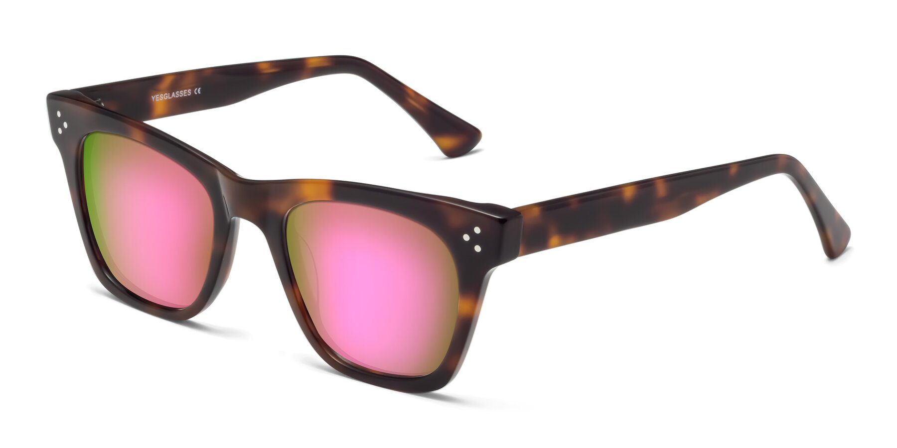 Angle of Soza in Tortoise with Pink Mirrored Lenses