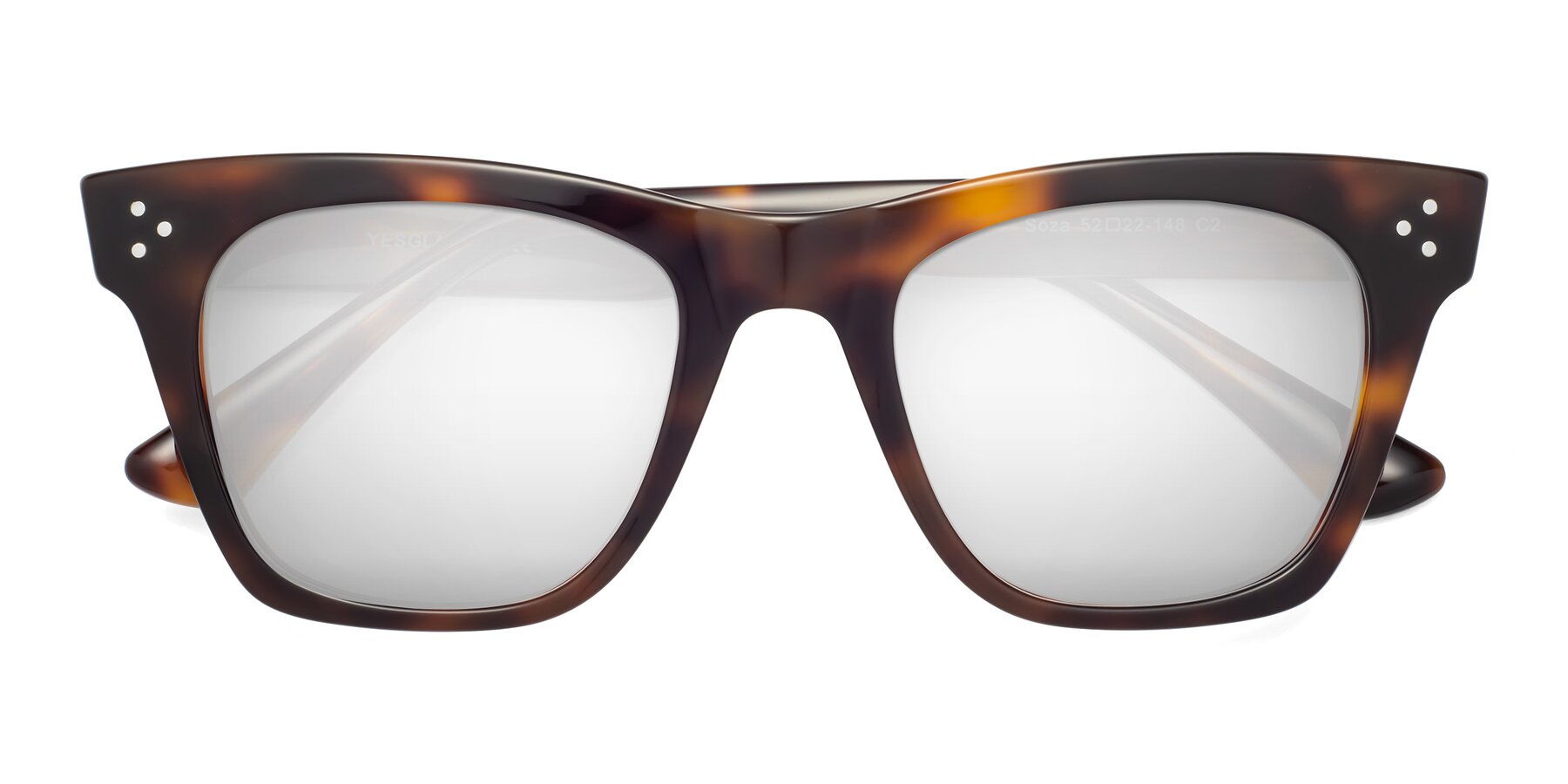 Folded Front of Soza in Tortoise with Silver Mirrored Lenses