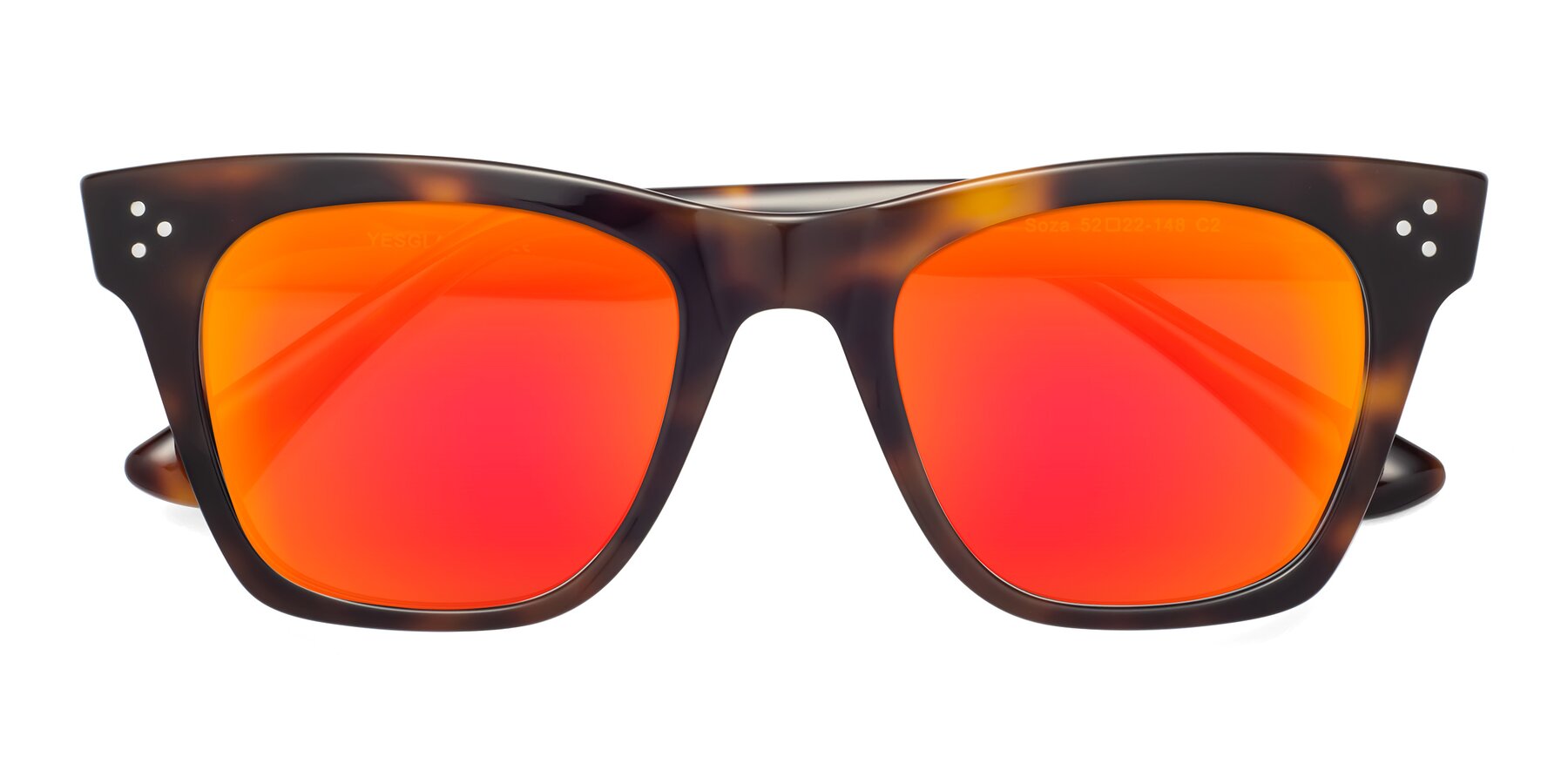 Folded Front of Soza in Tortoise with Red Gold Mirrored Lenses