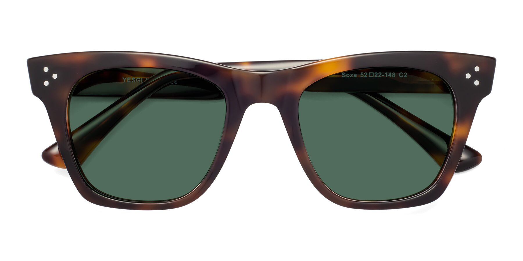 Folded Front of Soza in Tortoise with Green Polarized Lenses