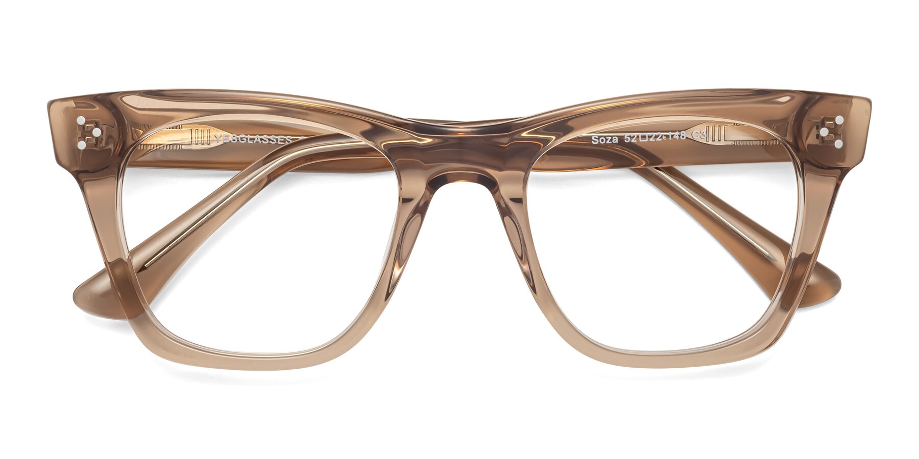 Folded Front of Soza in Amber with Clear Reading Eyeglass Lenses