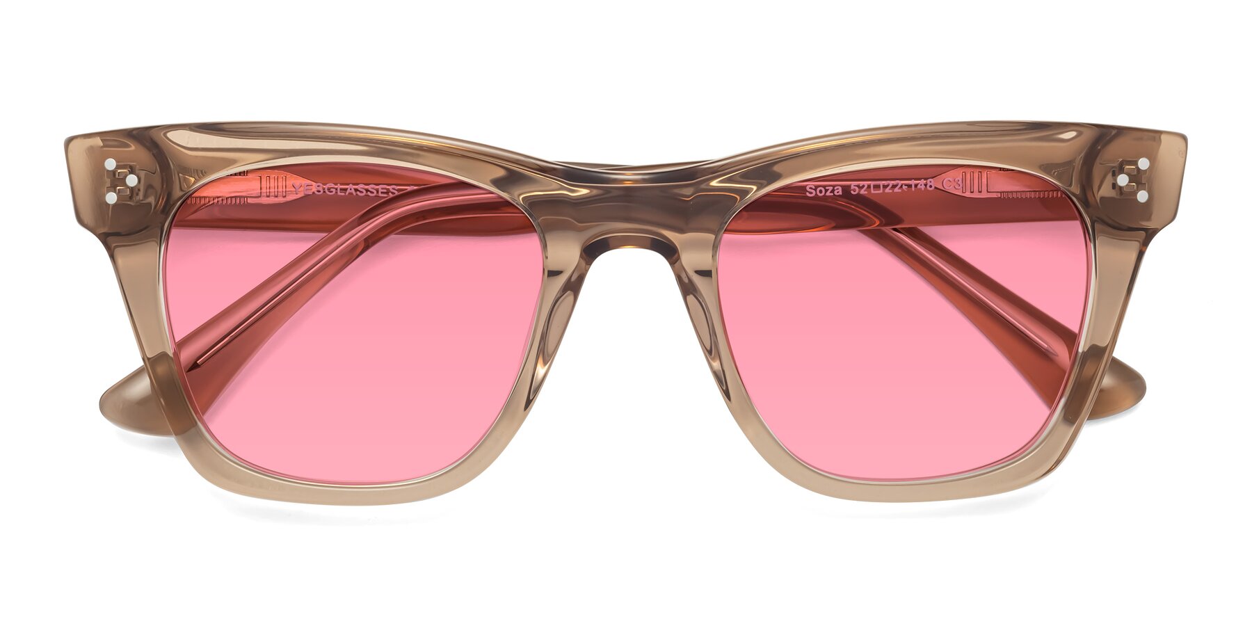 Folded Front of Soza in Amber with Pink Tinted Lenses