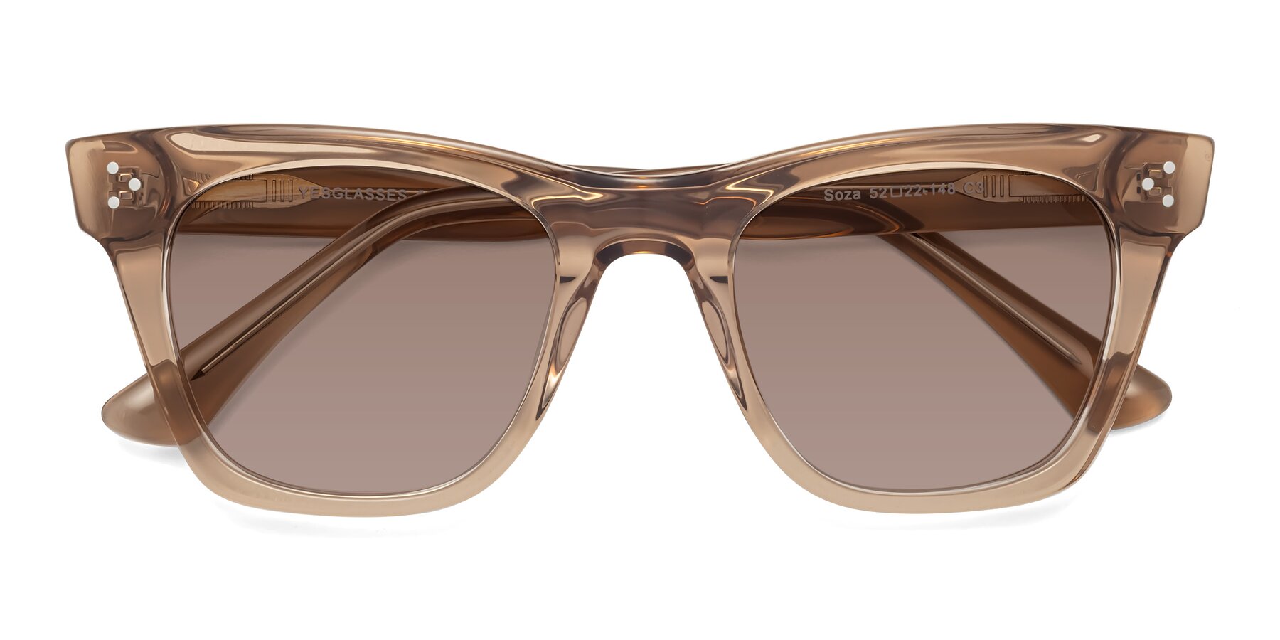 Folded Front of Soza in Amber with Medium Brown Tinted Lenses
