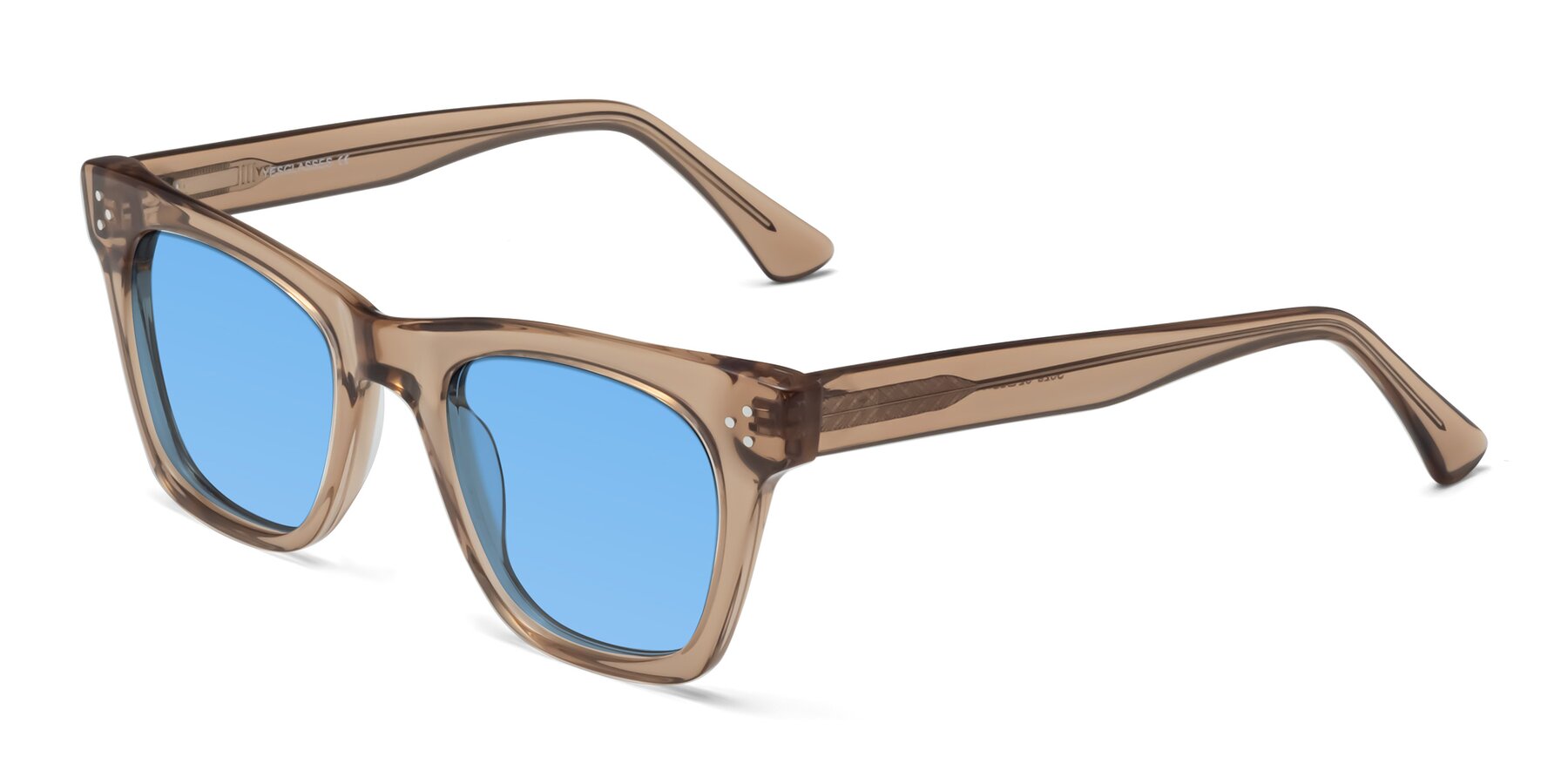 Angle of Soza in Amber with Medium Blue Tinted Lenses