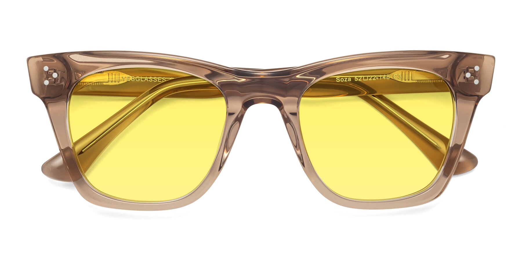 Folded Front of Soza in Amber with Medium Yellow Tinted Lenses