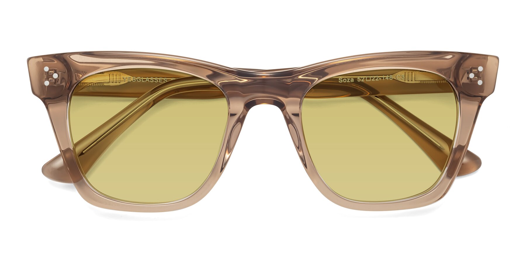 Folded Front of Soza in Amber with Medium Champagne Tinted Lenses