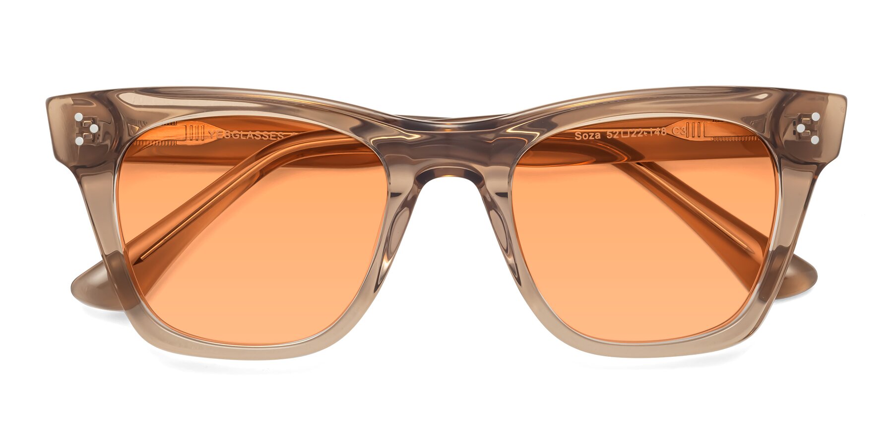 Folded Front of Soza in Amber with Medium Orange Tinted Lenses