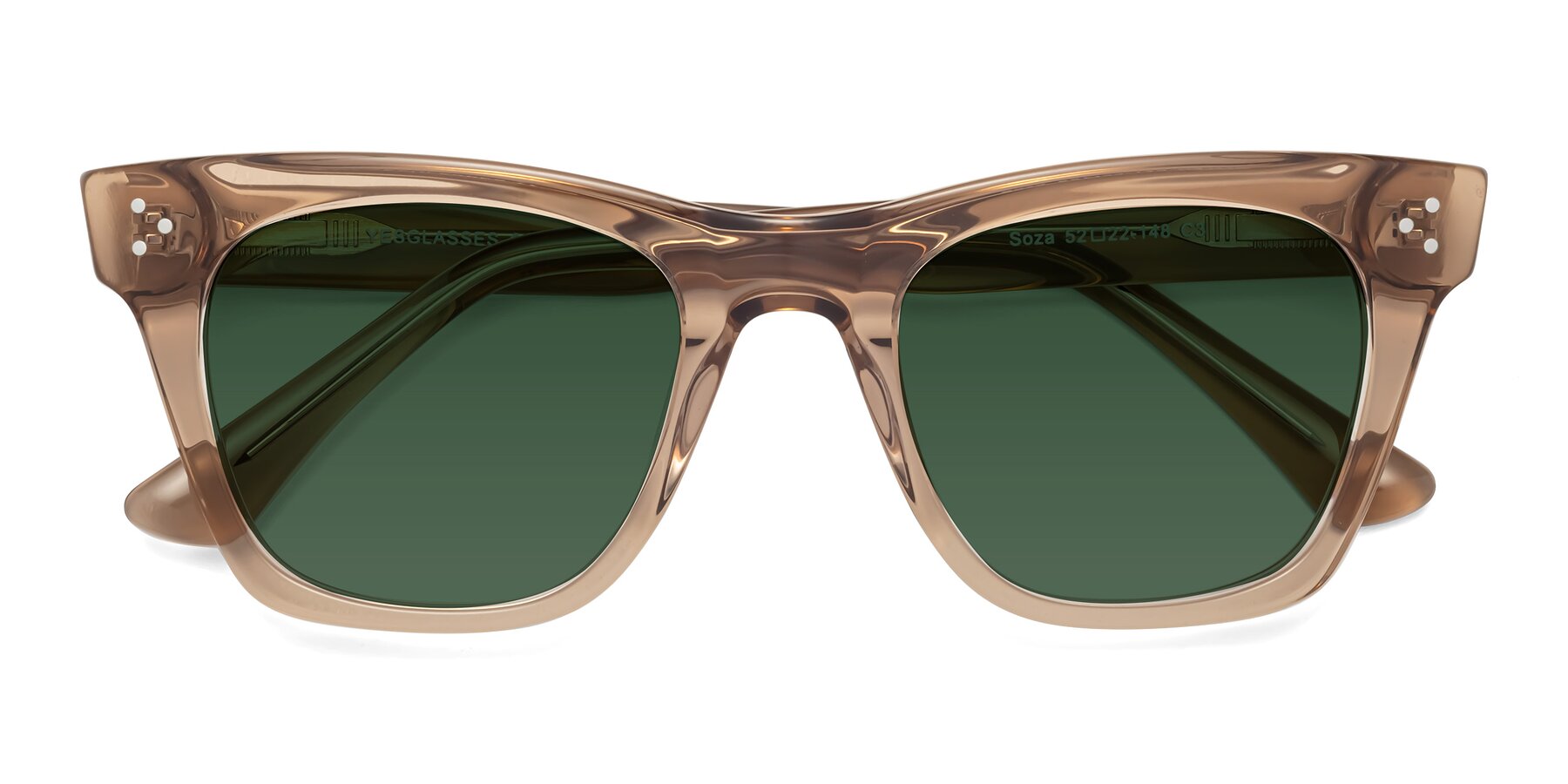 Folded Front of Soza in Amber with Green Tinted Lenses